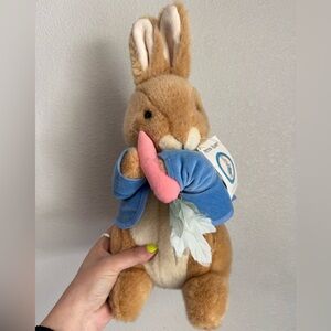 Peter Rabbit Plush by Eden Toys‎ w/ Blue Jacket & Carrot, 14” w/ Tag